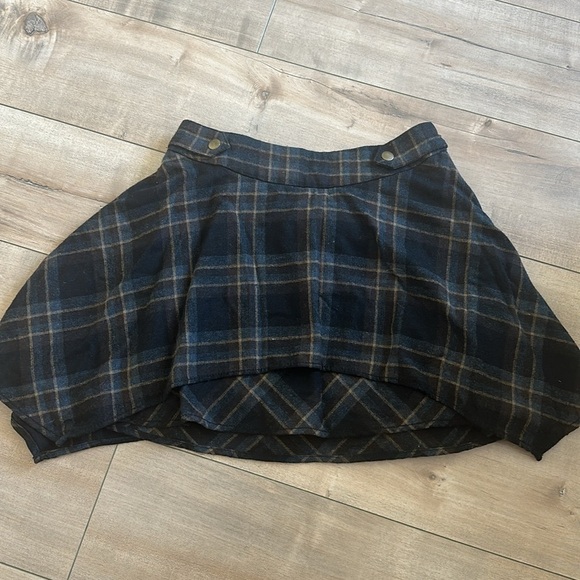 Free People Plaid Asymmetrical Mini Skirt Sz 0 - Picture 4 of 9